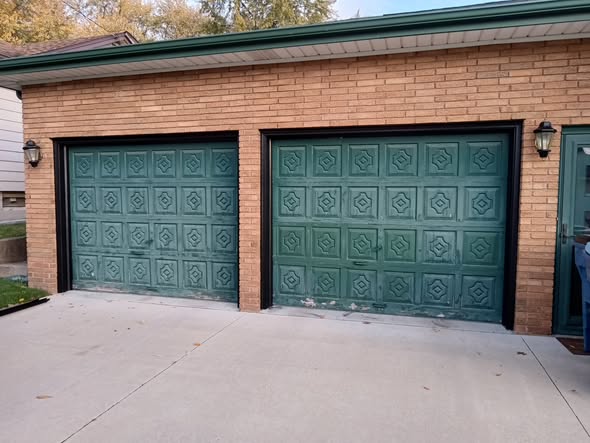 Double garage door before installation